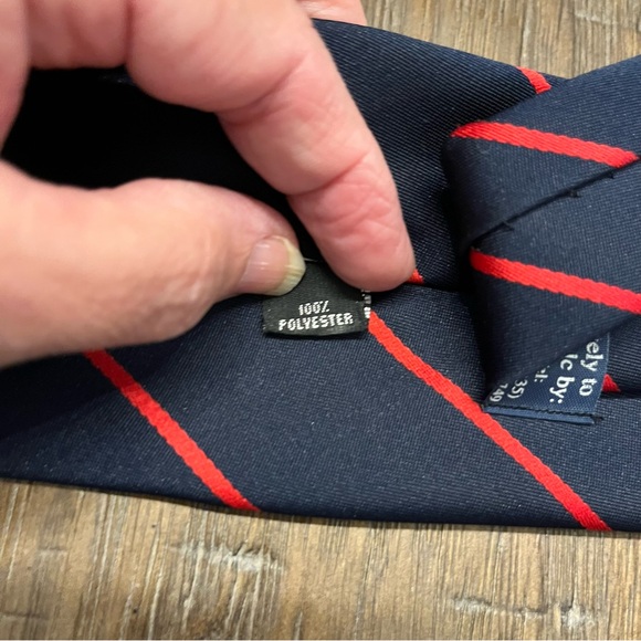 Vintage Rare Men Navy Blue Red Striped Rolls-Royce Neck Tie RR made in UK - Picture 5 of 6